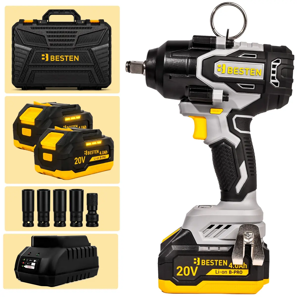 Klucz udarowy BESTEN BE0002892 - zawartość zestawu.